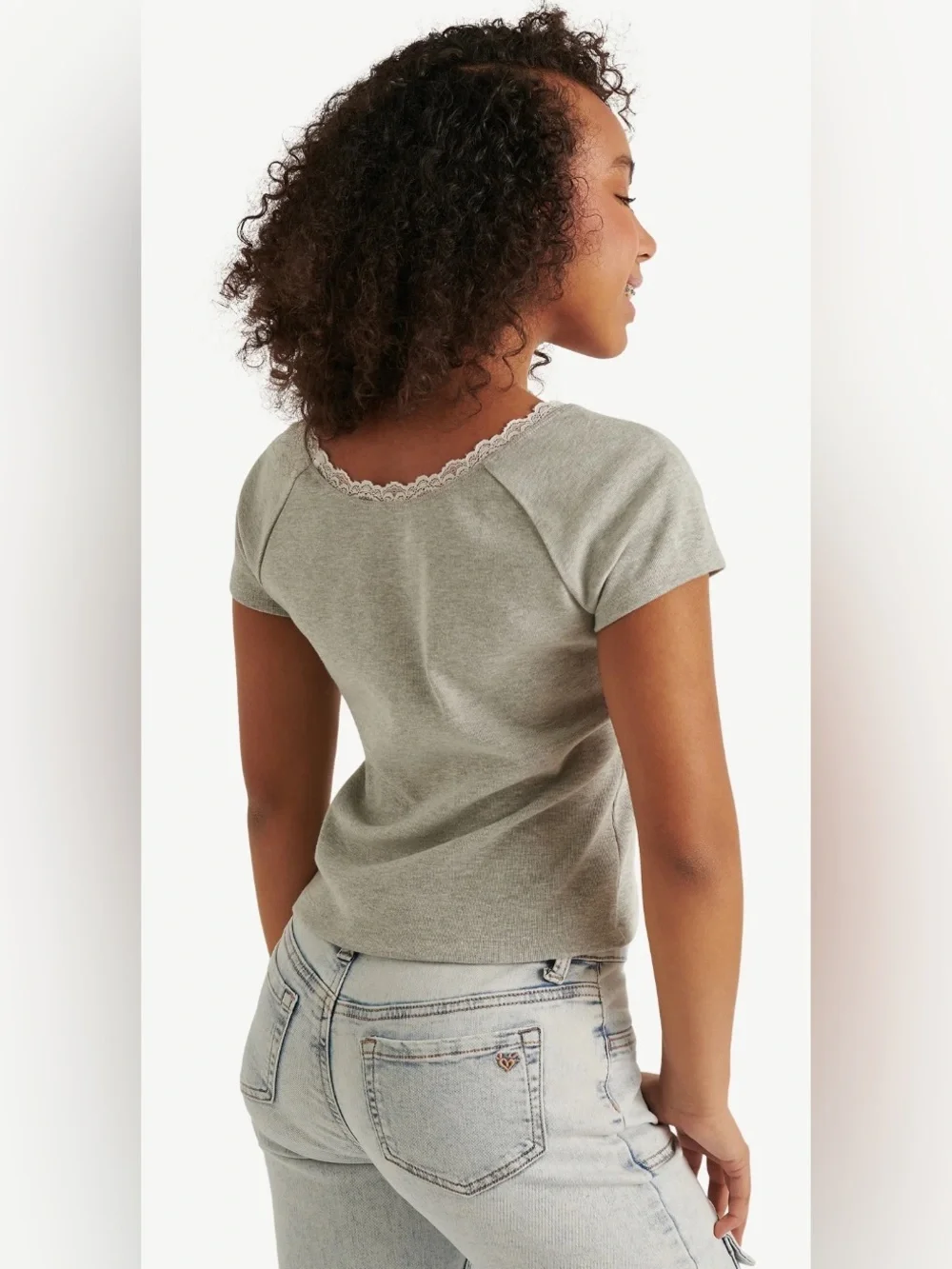 Justice Girl's Lace Trim Graphic Tee